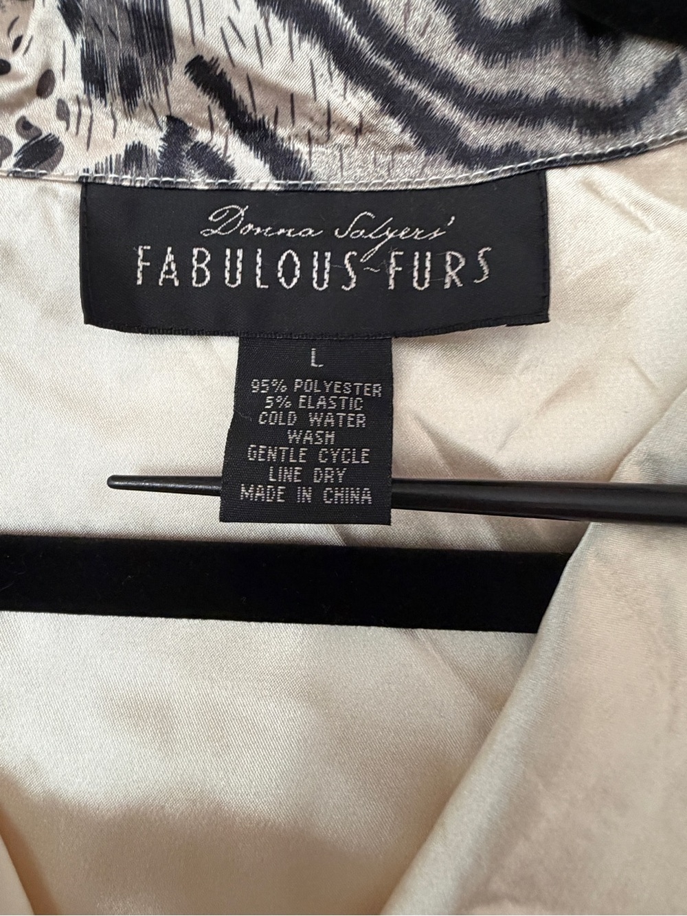 Donna Salyers Fabulous-Furs Satin Pajama Set Size Large Champagne Animal Print - Picture 2 of 7